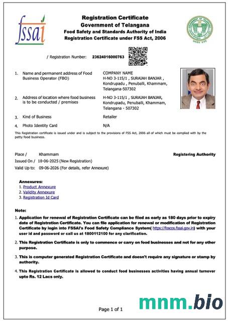 India Telangana company registration vcertyfikat Word i szablon PDF